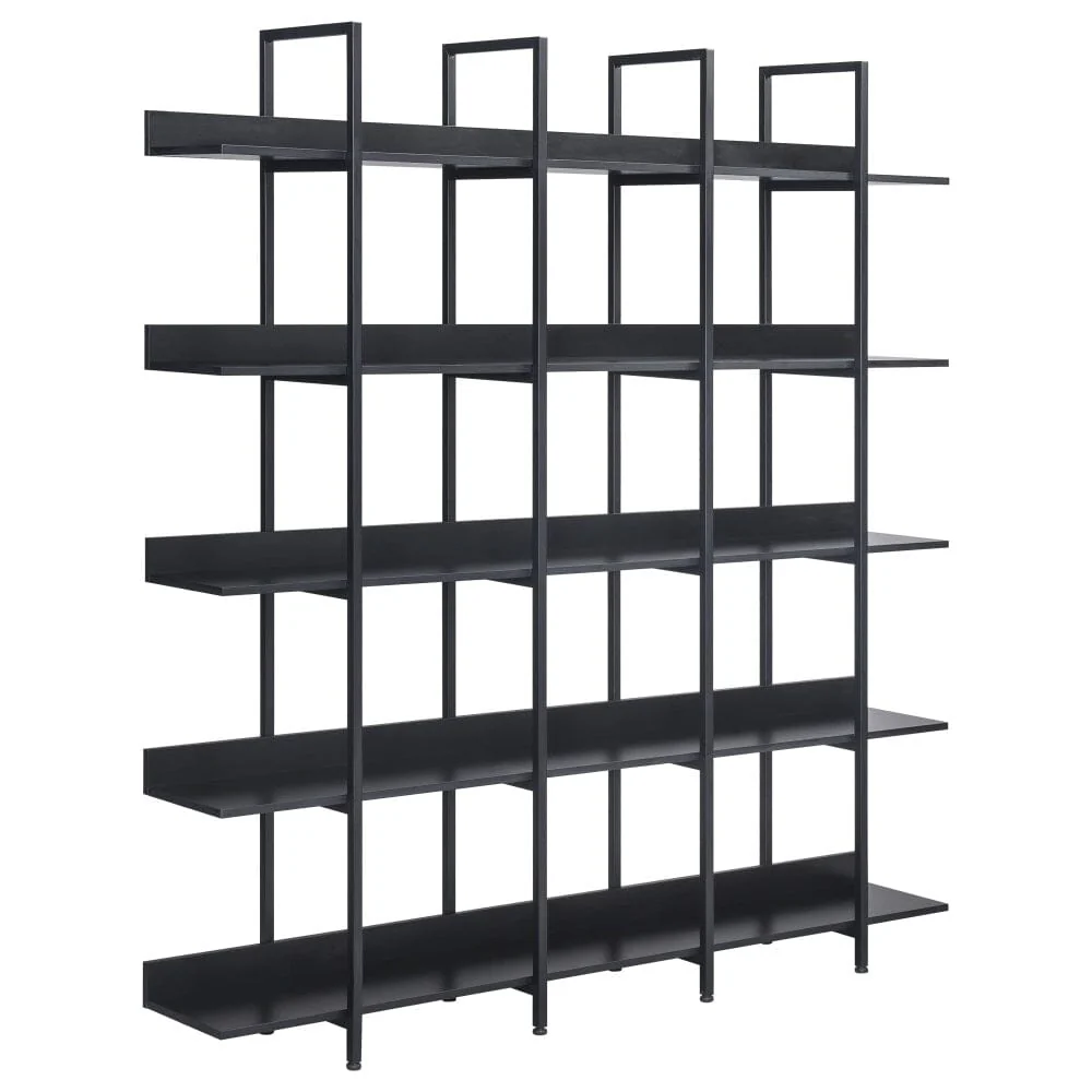 Giving Tree 5 Tier Bookcase Home Office Open Bookshelf, Vintage Industrial Style Shelf with Metal Frame, MDF Board - Image 7