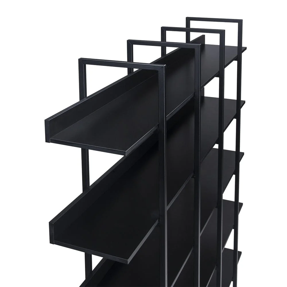 Giving Tree 5 Tier Bookcase Home Office Open Bookshelf, Vintage Industrial Style Shelf with Metal Frame, MDF Board - Image 8