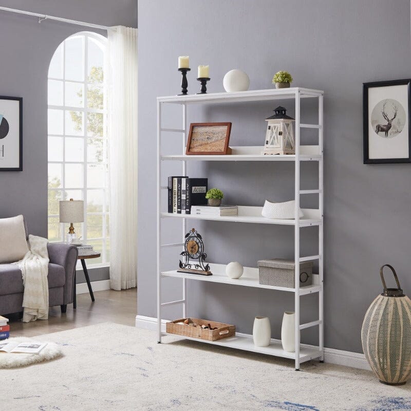 Giving Tree 5 Tier Large Home Office Bookcase Open Bookshelf Storage with Metal Frame - Image 21