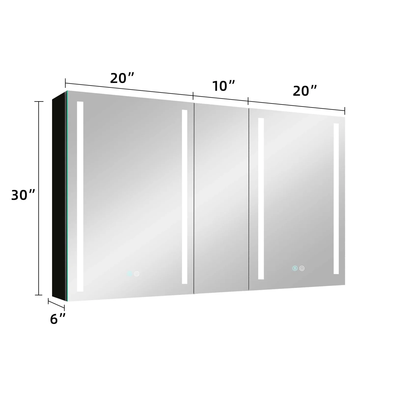 50"x30" Black Double Door LED Medicine Cabinet with Defogging Mirror and Dimmer - Image 16
