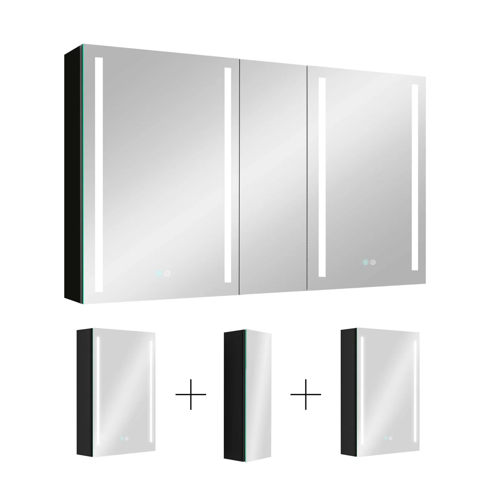 50"x30" Black Double Door LED Medicine Cabinet with Defogging Mirror and Dimmer - Image 17