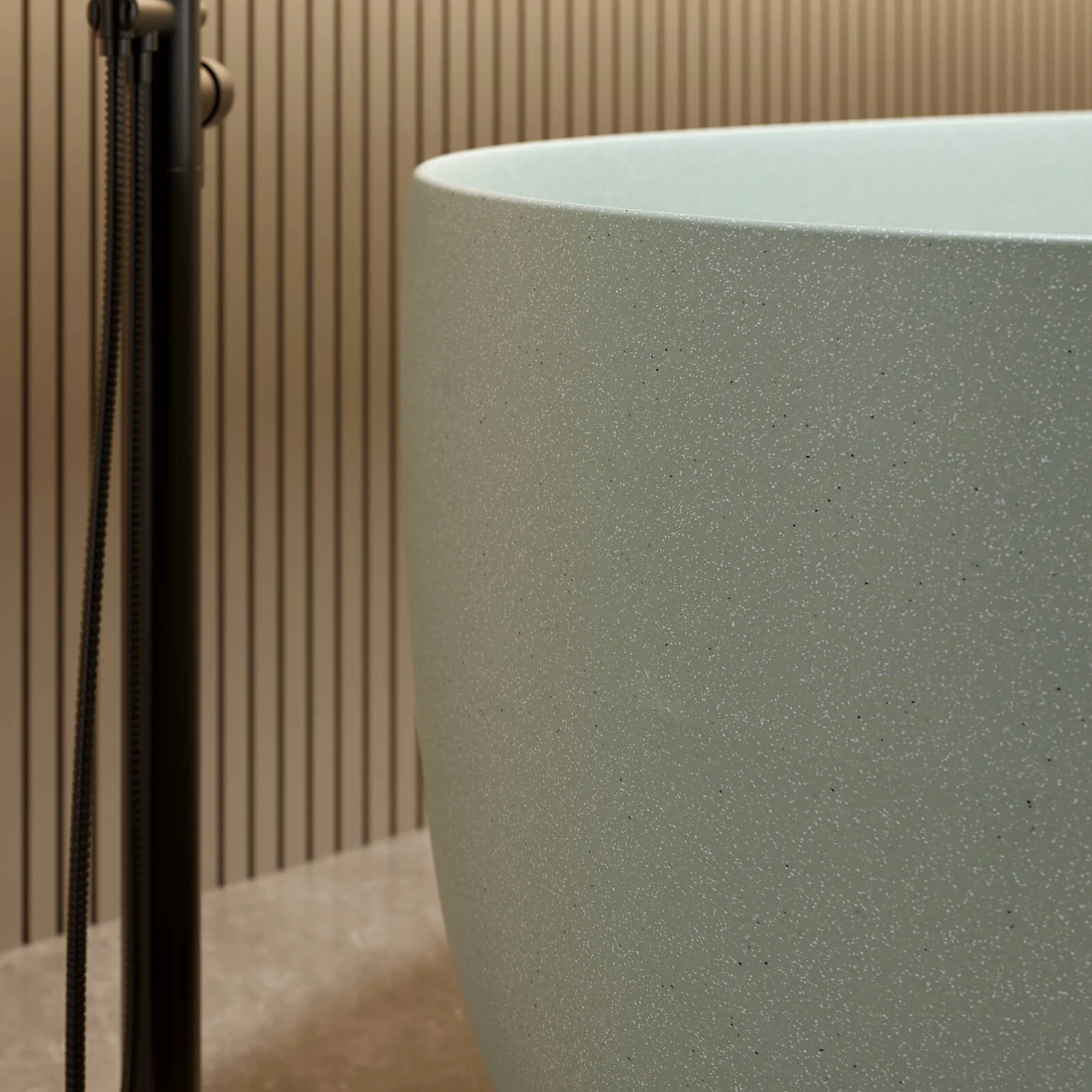51" Turquoise Green Solid Surface Bathtub with Built-In Overflow and Center Drain - Image 4