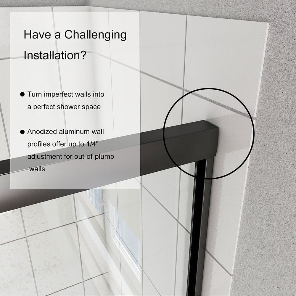 56-60"W x 58"H Shower Door Traditional Two-way Sliding with Handle - Image 6