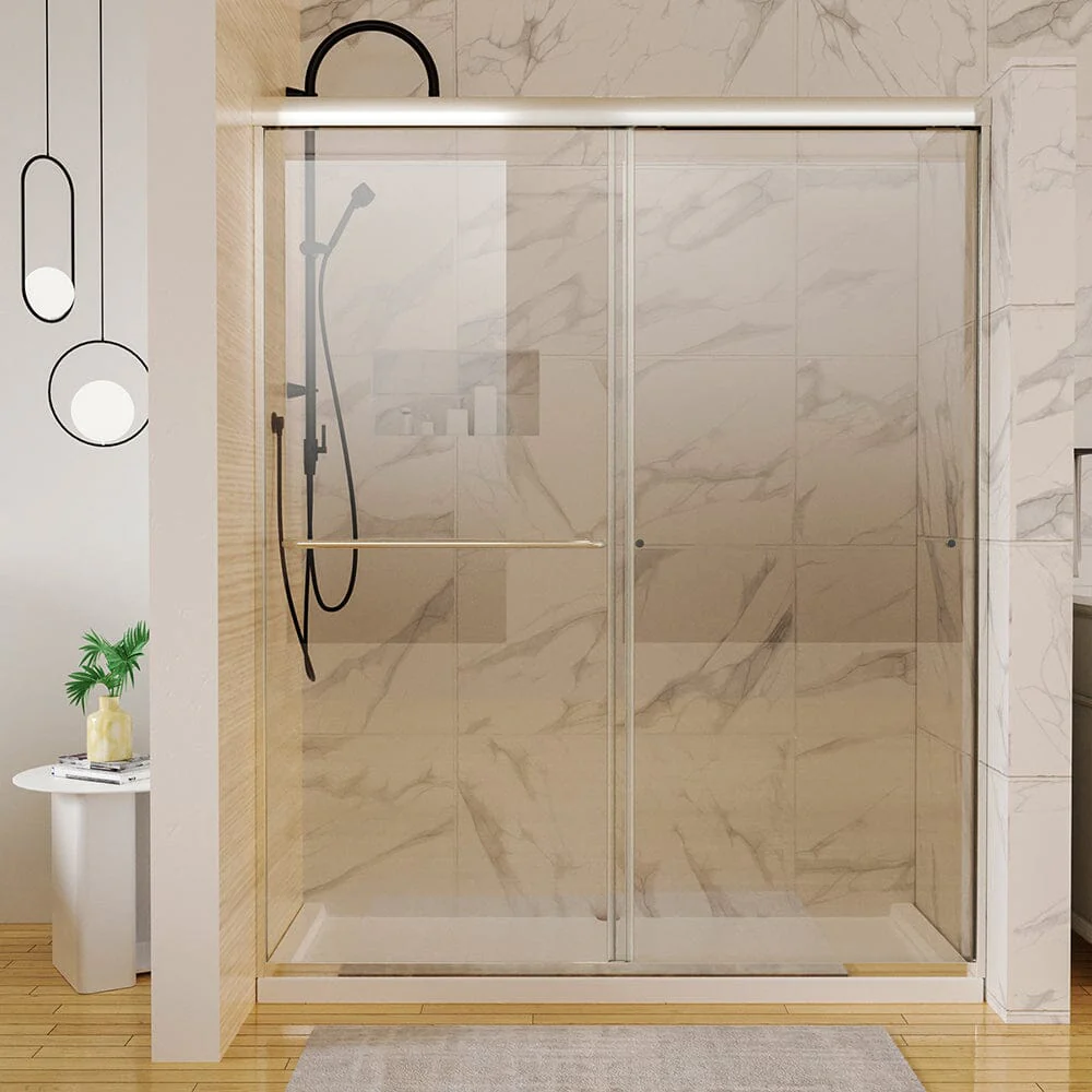 56-60"W x 72"H Shower Door Traditional Two-way Sliding with Handle - Image 10
