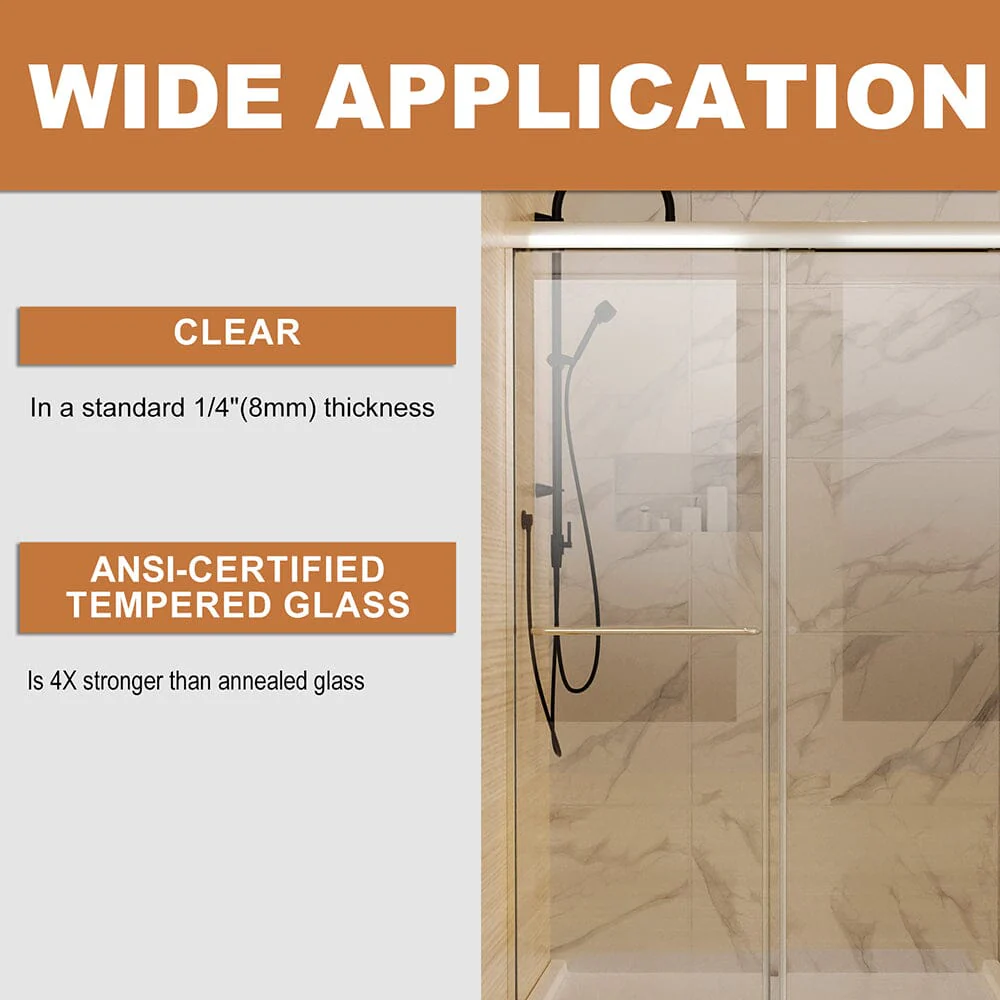 56-60"W x 72"H Shower Door Traditional Two-way Sliding with Handle - Image 17