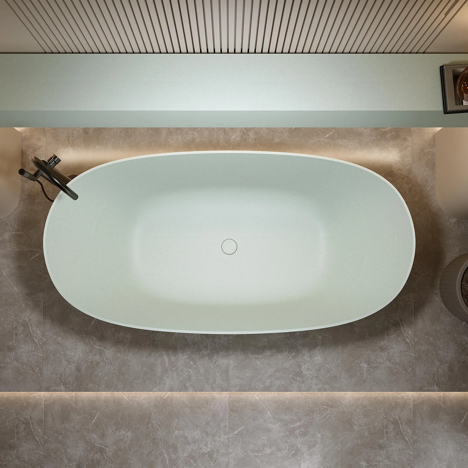 57" Turquoise Green Freestanding Bathtub – Durable & Easy to Clean - Image 3