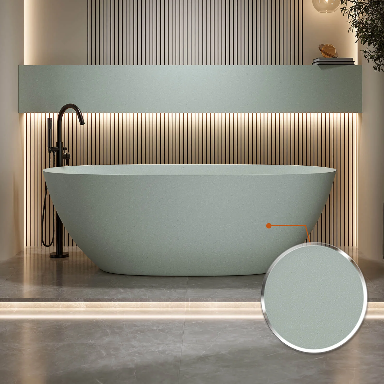 57" Turquoise Green Freestanding Bathtub – Durable & Easy to Clean - Image 5
