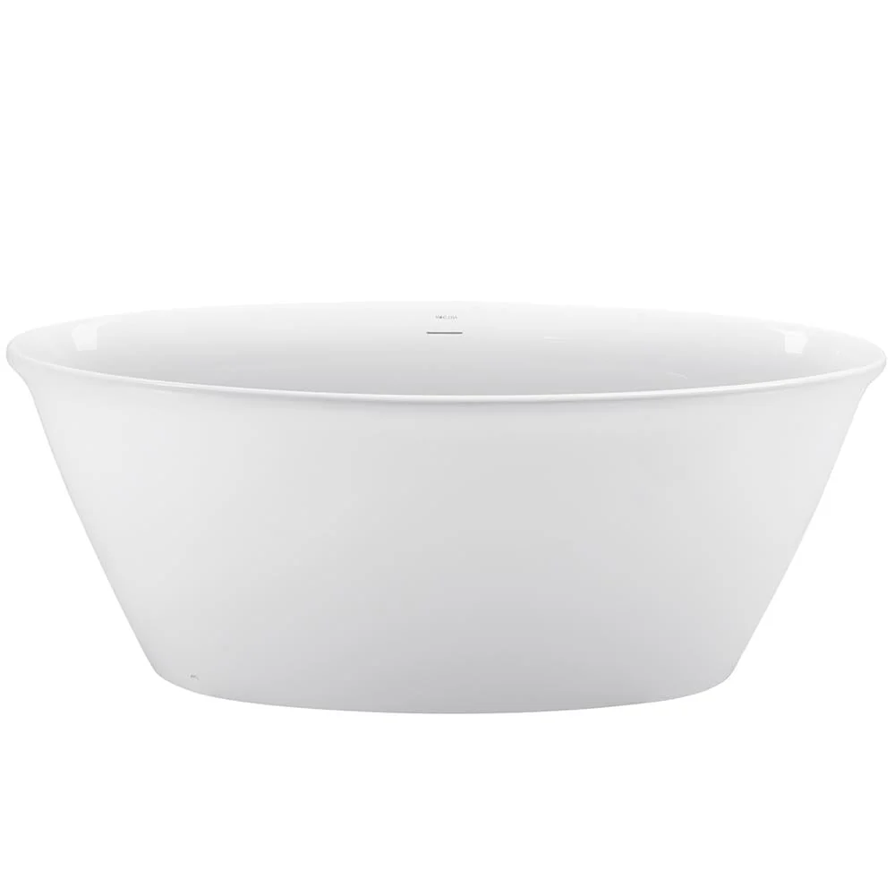 59'' Acrylic Flatbottom Double Slipper Oval Bathtub with Polished Chrome Drain Freestanding Soaking Tub in Glossy White - Image 7