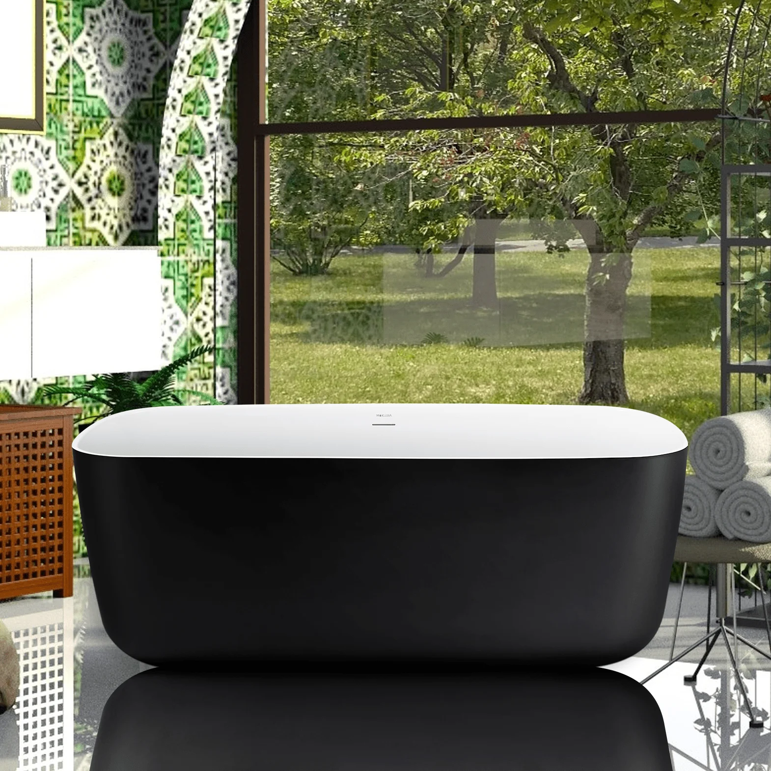 Mokleba 59" Acrylic Freestanding Flatbottom Modern Rectangular Soaking Bathtub - Image 12