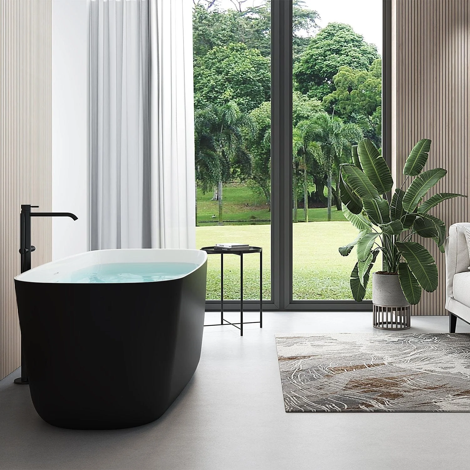 Mokleba 59" Acrylic Freestanding Flatbottom Modern Rectangular Soaking Bathtub - Image 13