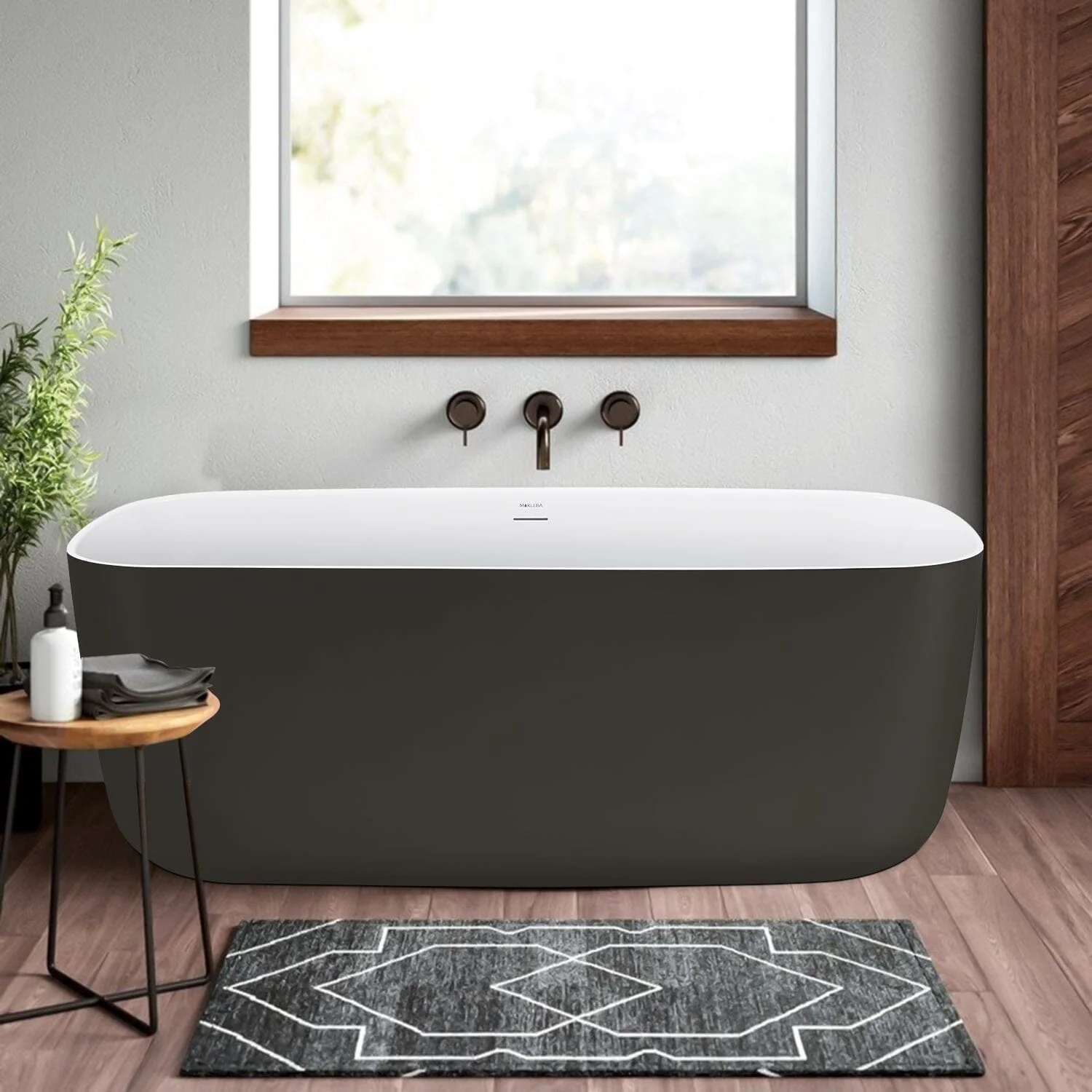 Mokleba 59" Acrylic Freestanding Flatbottom Modern Rectangular Soaking Bathtub - Image 16