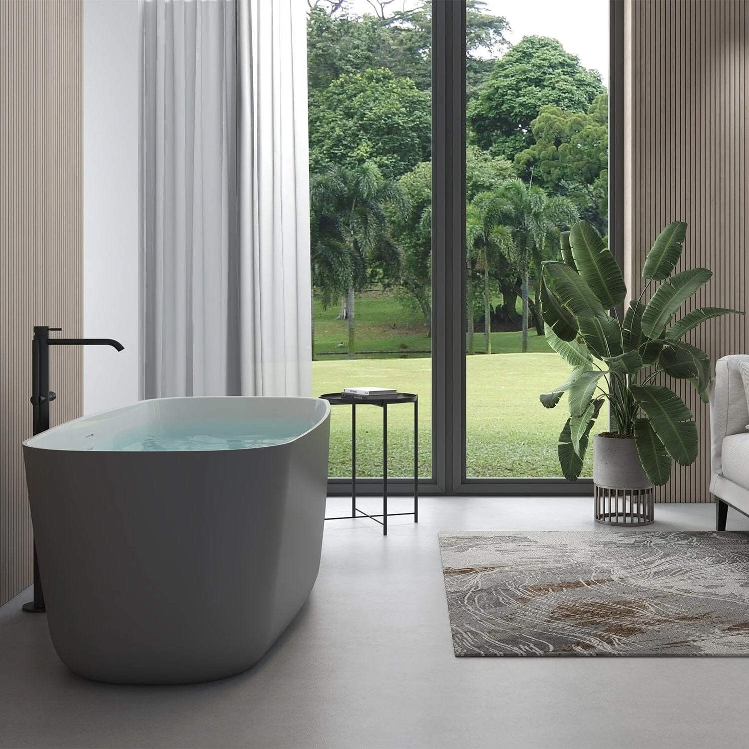 Mokleba 59" Acrylic Freestanding Flatbottom Modern Rectangular Soaking Bathtub - Image 18