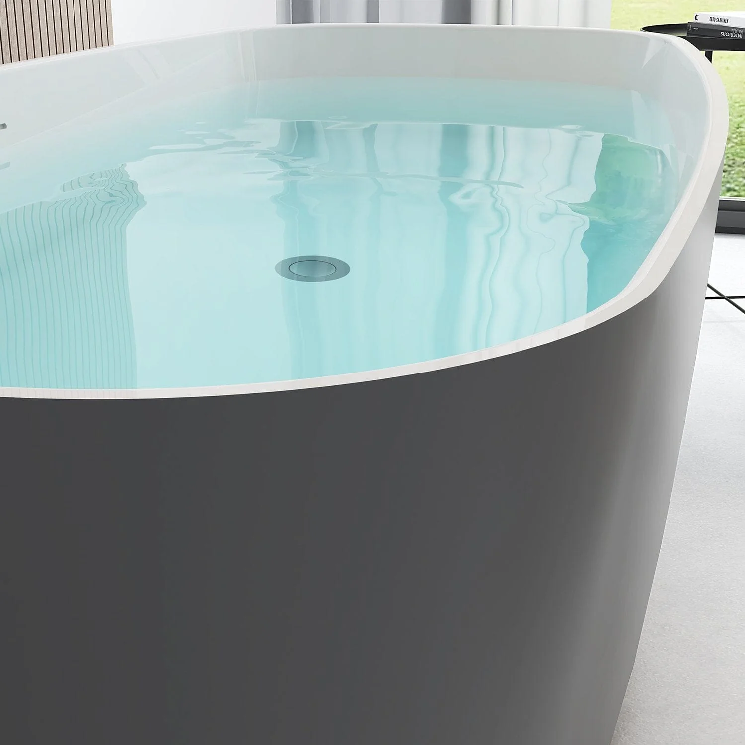 Mokleba 59" Acrylic Freestanding Flatbottom Modern Rectangular Soaking Bathtub - Image 21