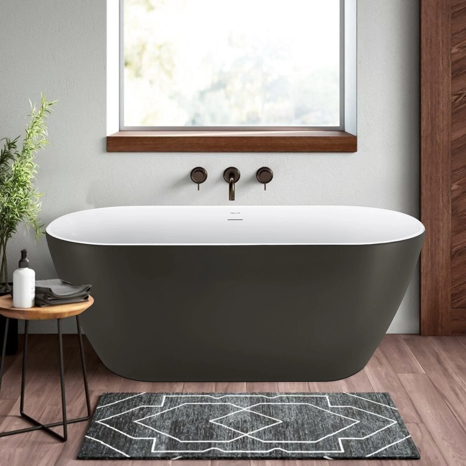 Mokleba 59'' Acrylic Freestanding Flatbottom Bathtub Seamless Soaking Stand Alone Tub - Image 11