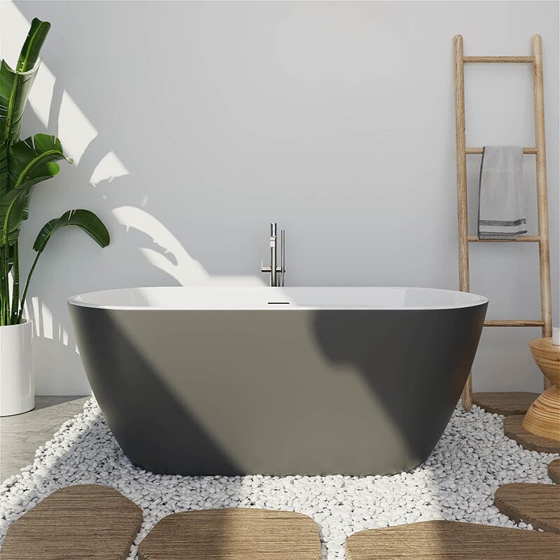 Mokleba 59'' Acrylic Freestanding Flatbottom Bathtub Seamless Soaking Stand Alone Tub - Image 12