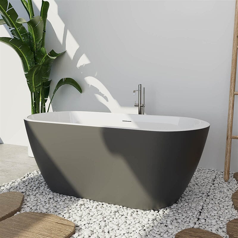 Mokleba 59'' Acrylic Freestanding Flatbottom Bathtub Seamless Soaking Stand Alone Tub - Image 13