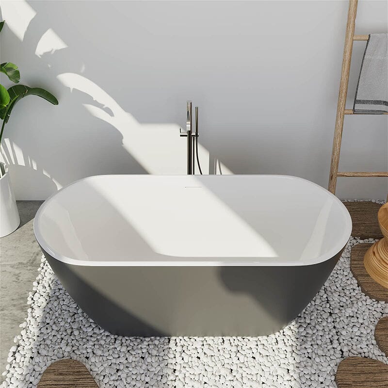 Mokleba 59'' Acrylic Freestanding Flatbottom Bathtub Seamless Soaking Stand Alone Tub - Image 15