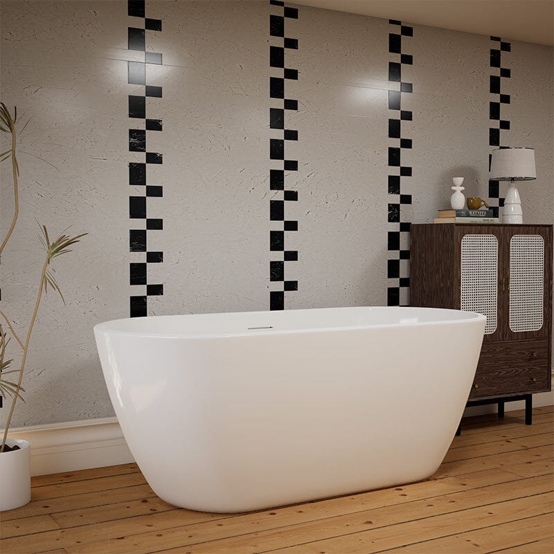 Mokleba 59'' Acrylic Freestanding Flatbottom Bathtub Seamless Soaking Stand Alone Tub - Image 23