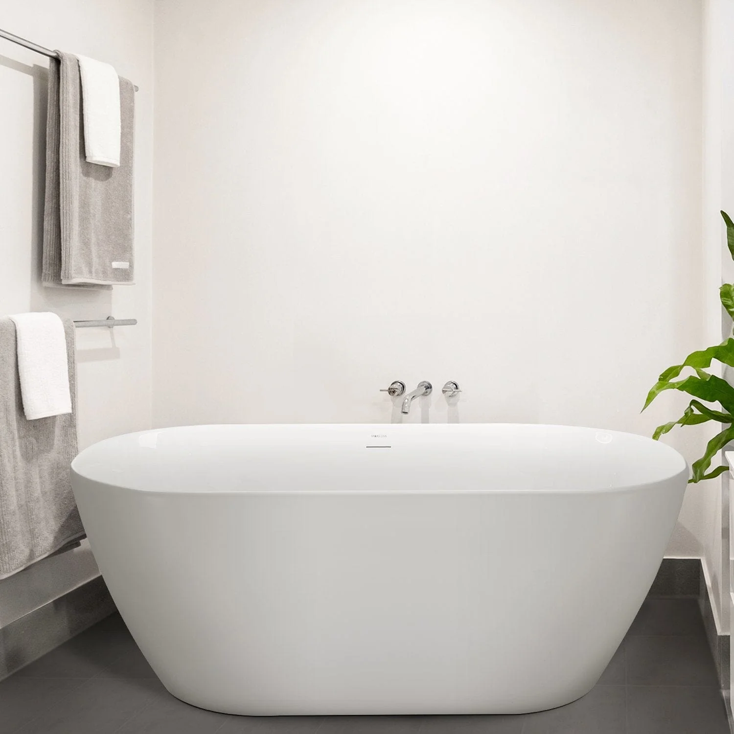 Mokleba 59'' Acrylic Freestanding Flatbottom Bathtub Seamless Soaking Stand Alone Tub - Image 24