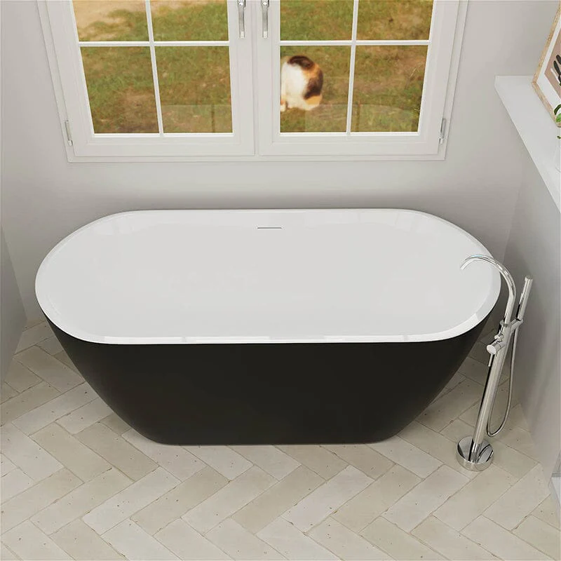 Mokleba 59'' Acrylic Freestanding Flatbottom Bathtub Seamless Soaking Stand Alone Tub - Image 3