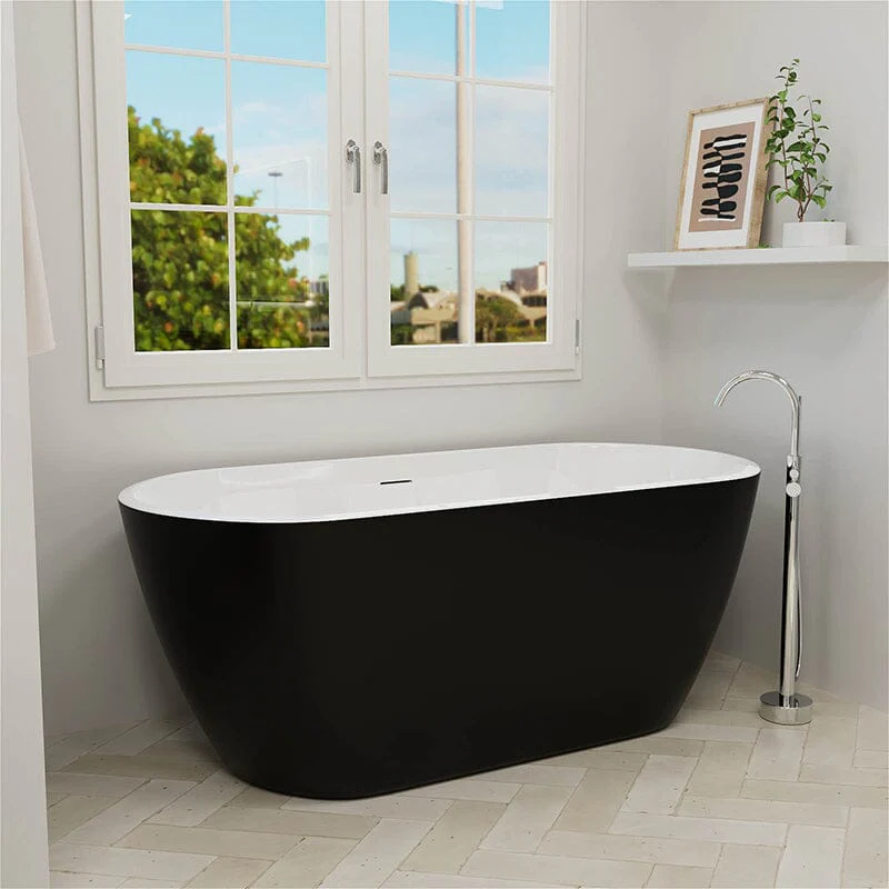 Mokleba 59'' Acrylic Freestanding Flatbottom Bathtub Seamless Soaking Stand Alone Tub - Image 4