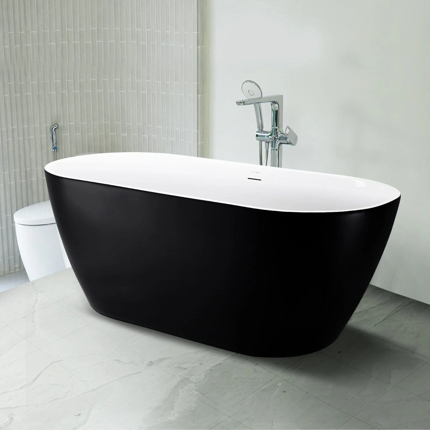 Mokleba 59'' Acrylic Freestanding Flatbottom Bathtub Seamless Soaking Stand Alone Tub - Image 6