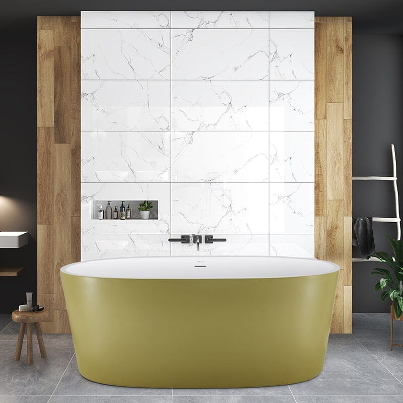 Mokleba 59" Acrylic Modern Bathtub Oval Shape Freestanding Soaking Tub - Image 20