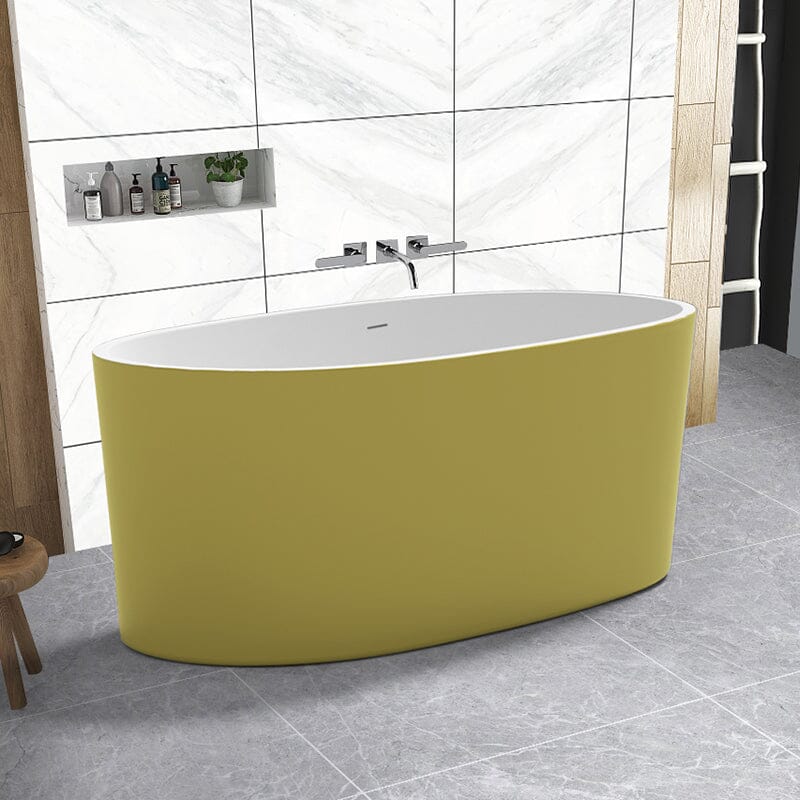 Mokleba 59" Acrylic Modern Bathtub Oval Shape Freestanding Soaking Tub - Image 21