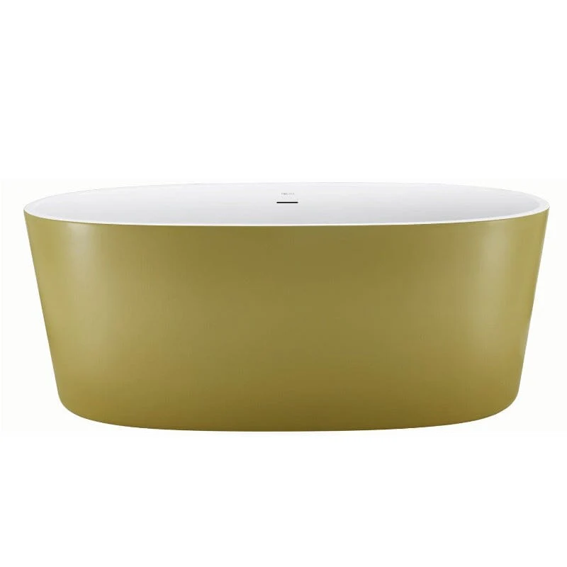 Mokleba 59" Acrylic Modern Bathtub Oval Shape Freestanding Soaking Tub - Image 22
