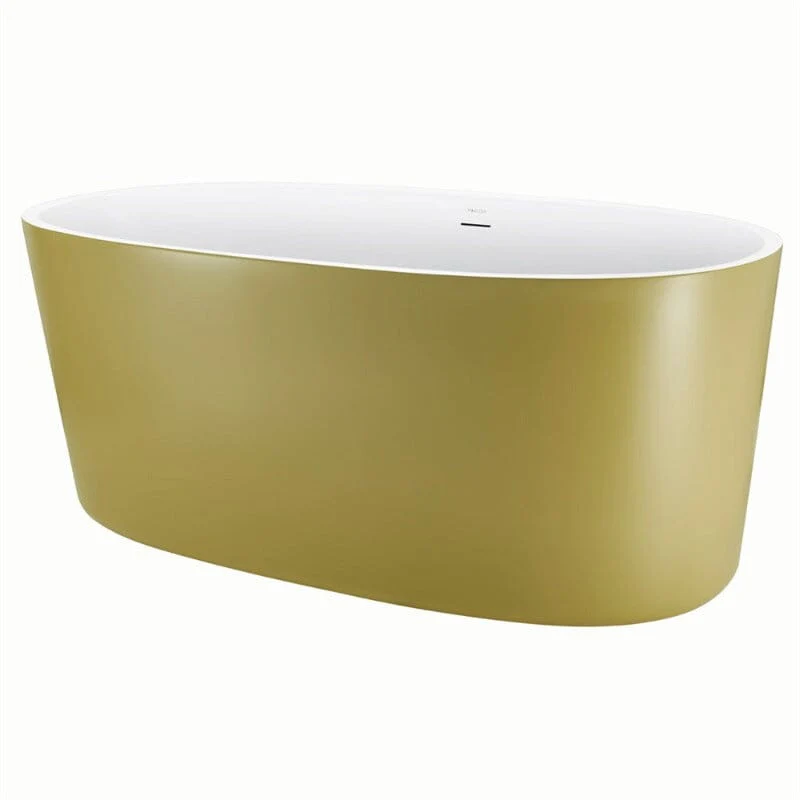 Mokleba 59" Acrylic Modern Bathtub Oval Shape Freestanding Soaking Tub - Image 23