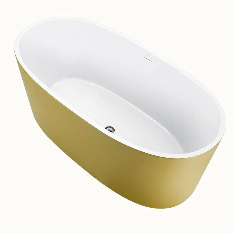 Mokleba 59" Acrylic Modern Bathtub Oval Shape Freestanding Soaking Tub - Image 25