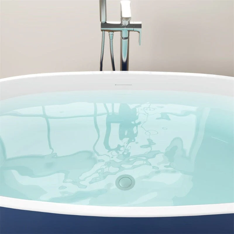Mokleba 59" Acrylic Modern Bathtub Oval Shape Freestanding Soaking Tub - Image 34