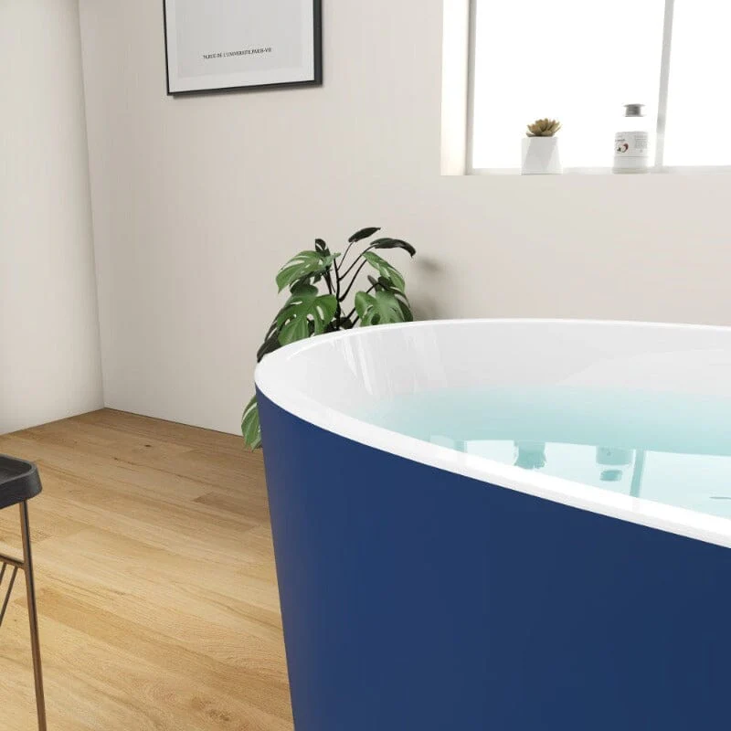 Mokleba 59" Acrylic Modern Bathtub Oval Shape Freestanding Soaking Tub - Image 35