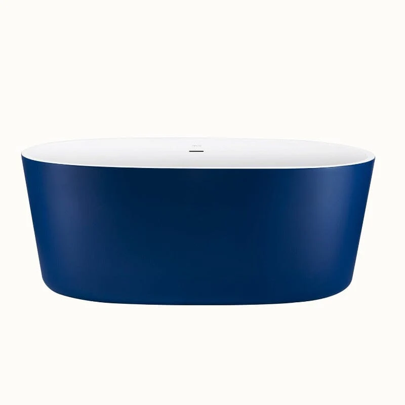 Mokleba 59" Acrylic Modern Bathtub Oval Shape Freestanding Soaking Tub - Image 37