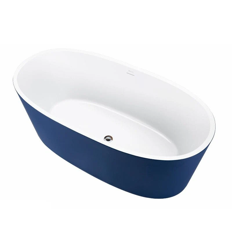 Mokleba 59" Acrylic Modern Bathtub Oval Shape Freestanding Soaking Tub - Image 38