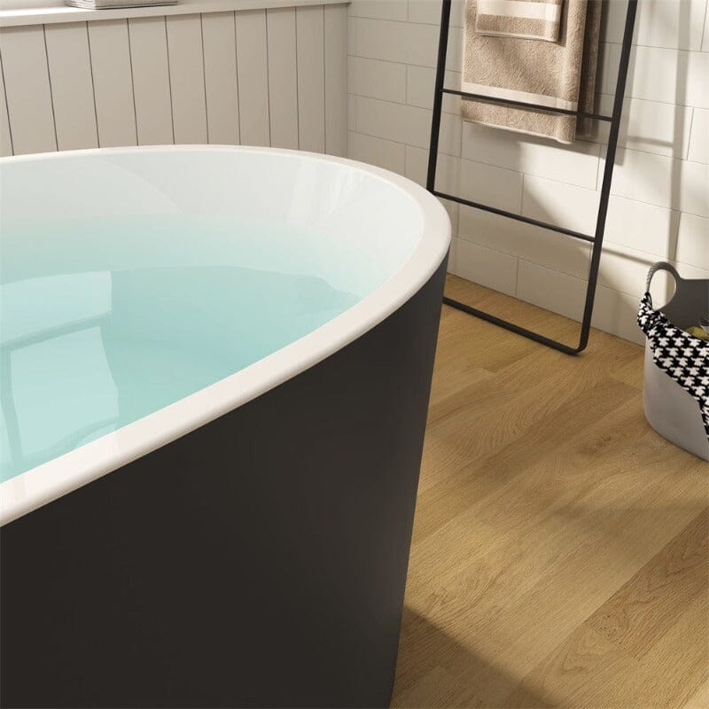 Mokleba 59" Acrylic Modern Bathtub Oval Shape Freestanding Soaking Tub - Image 5