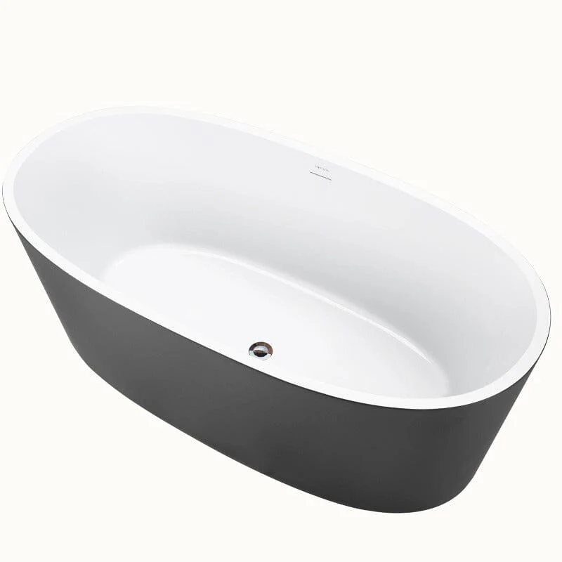 Mokleba 59" Acrylic Modern Bathtub Oval Shape Freestanding Soaking Tub - Image 7
