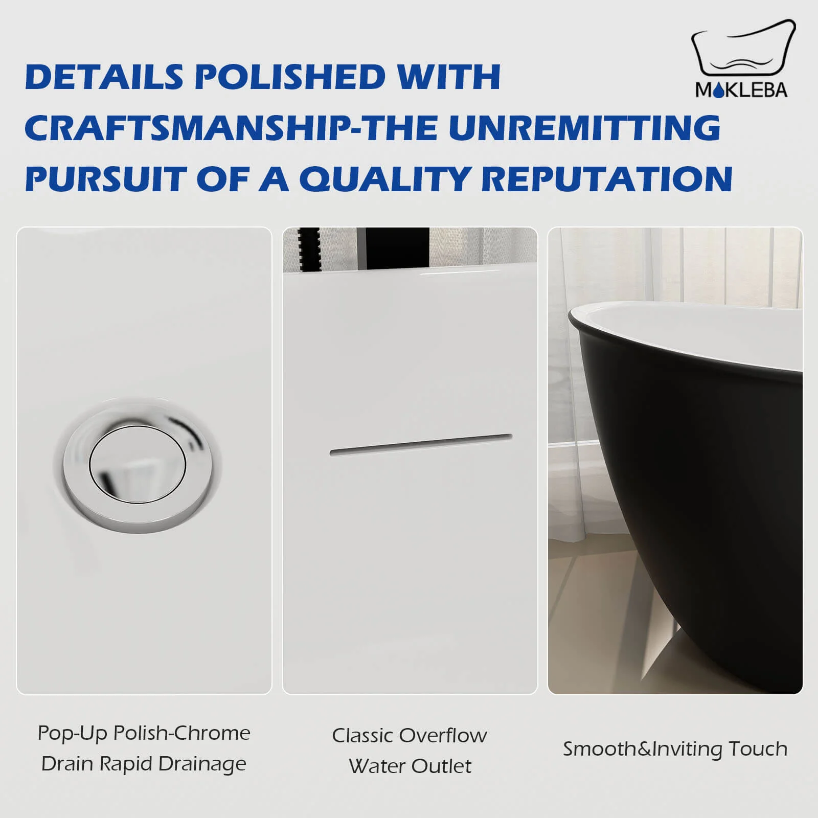 Mokleba 59" Acrylic Double Slipper Freestanding Bathtub Deep Soaking Tub - Image 21