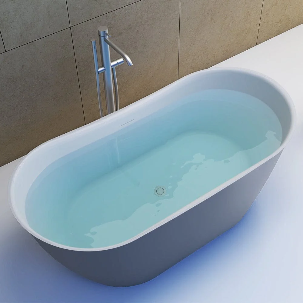 Mokleba 59" Acrylic Double Slipper Freestanding Bathtub Deep Soaking Tub - Image 30