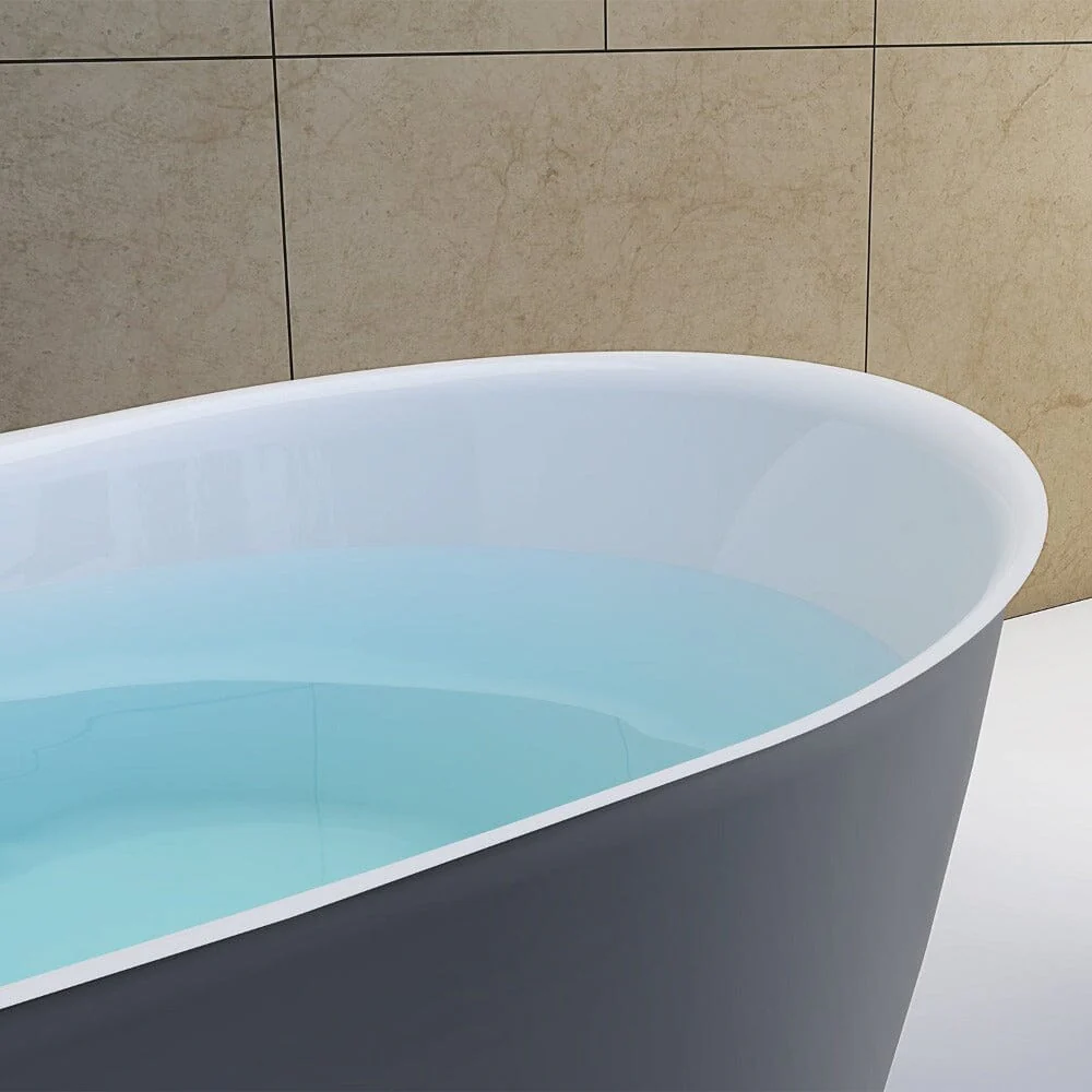 Mokleba 59" Acrylic Double Slipper Freestanding Bathtub Deep Soaking Tub - Image 31