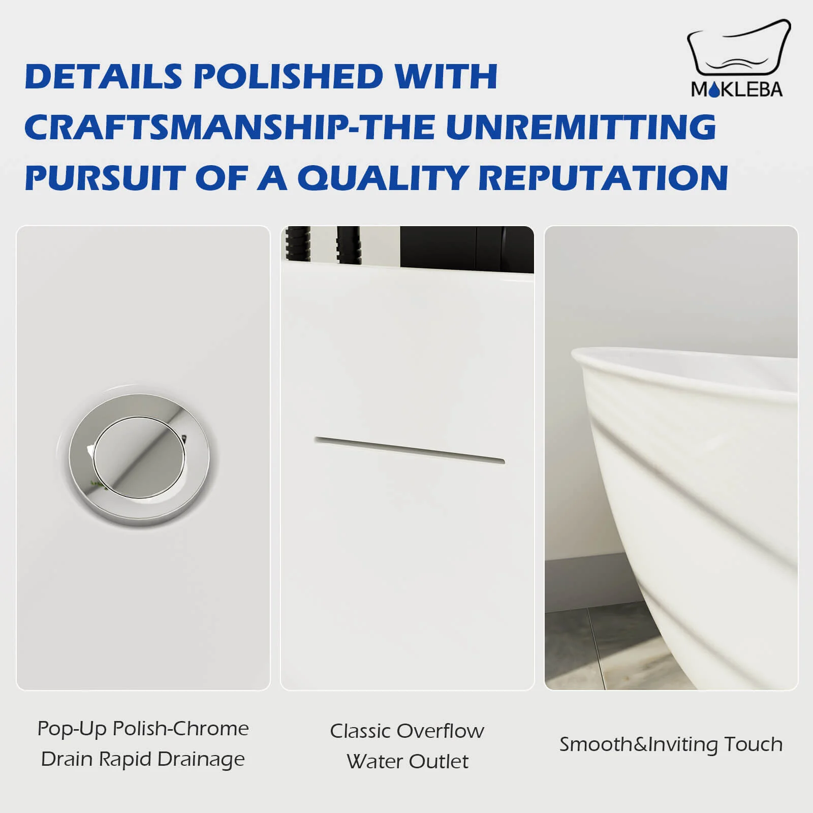 Mokleba 59" Acrylic Double Slipper Freestanding Bathtub Deep Soaking Tub - Image 7