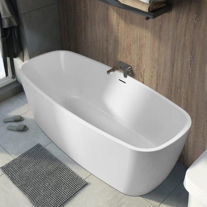 Mokleba 59" Acrylic Square Shape Freestanding Soaking Tub with Overflow & Drain - Image 3