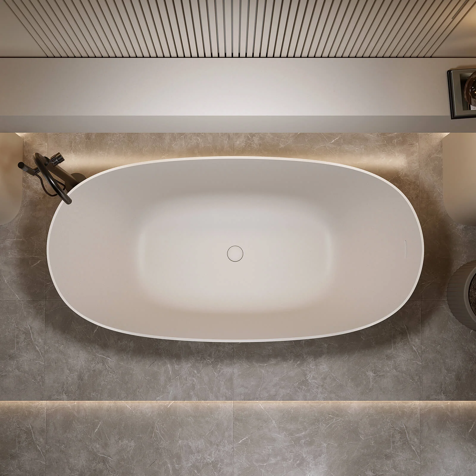 59" Beige Seamless Solid Surface Bathtub - Image 3