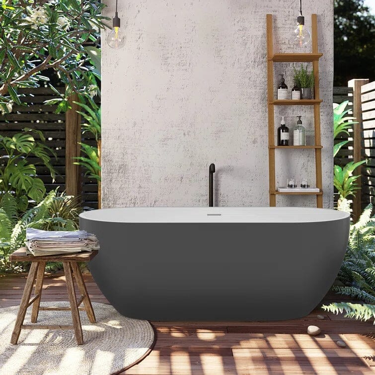 Mokleba 59" Center Drain Freestanding Soaking Bathtub - Image 32