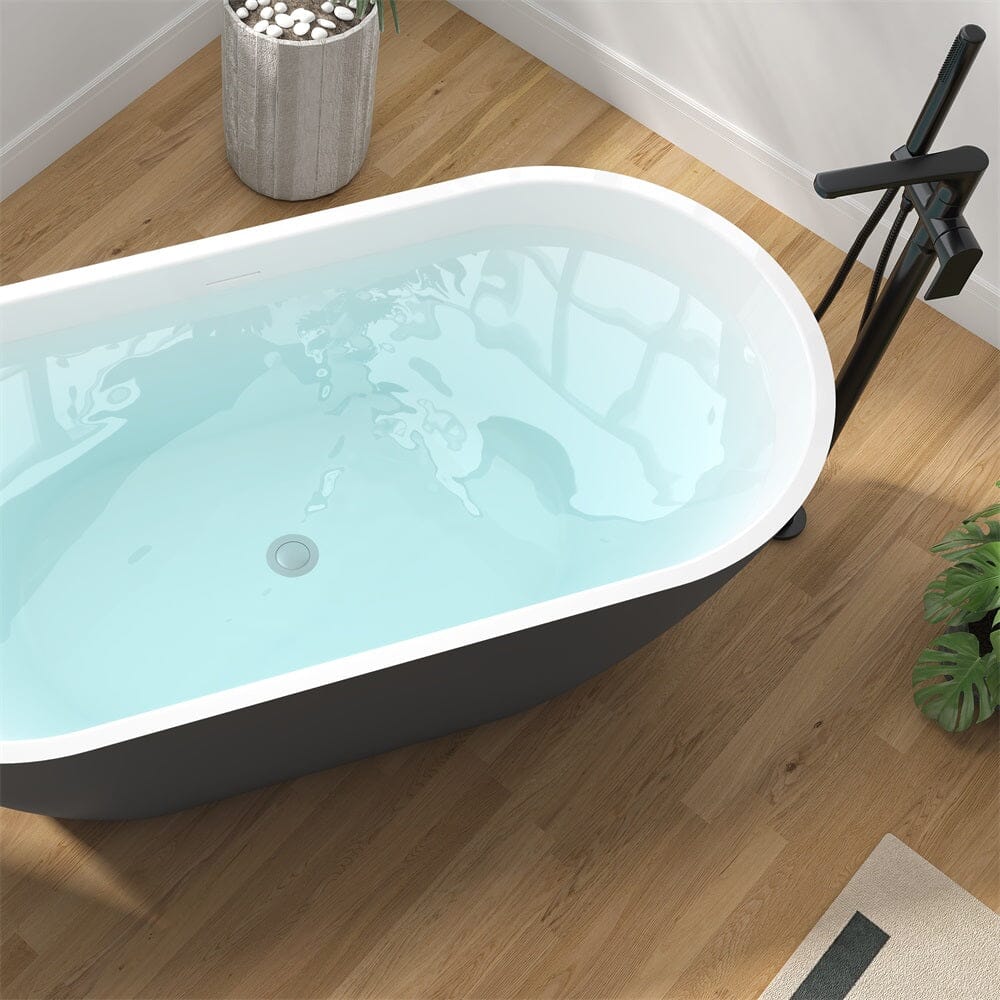 Mokleba 59" Center Drain Freestanding Soaking Bathtub - Image 36