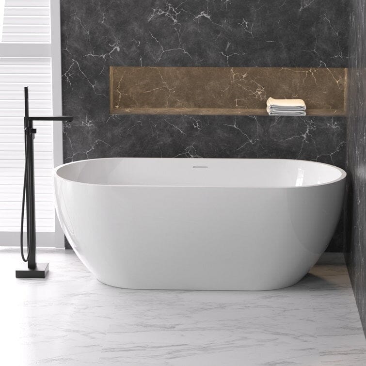 Mokleba 59" Center Drain Freestanding Soaking Bathtub - Image 5
