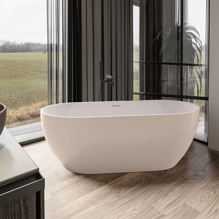 Mokleba 59" Center Drain Freestanding Soaking Bathtub - Image 7