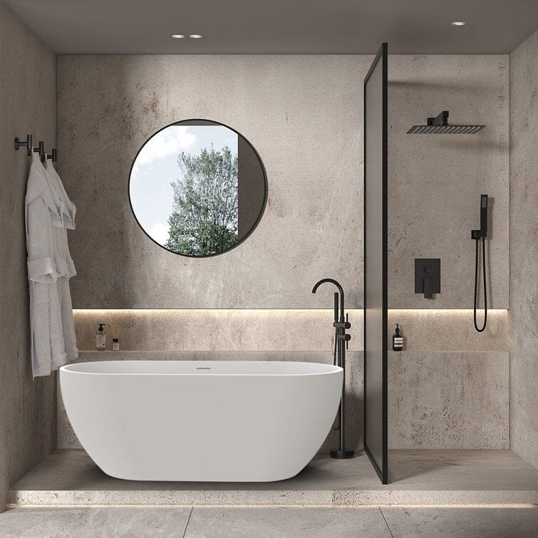 Mokleba 59" Center Drain Freestanding Soaking Bathtub - Image 8