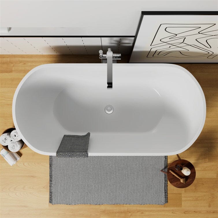 Mokleba 59" Center Drain Freestanding Soaking Bathtub - Image 9