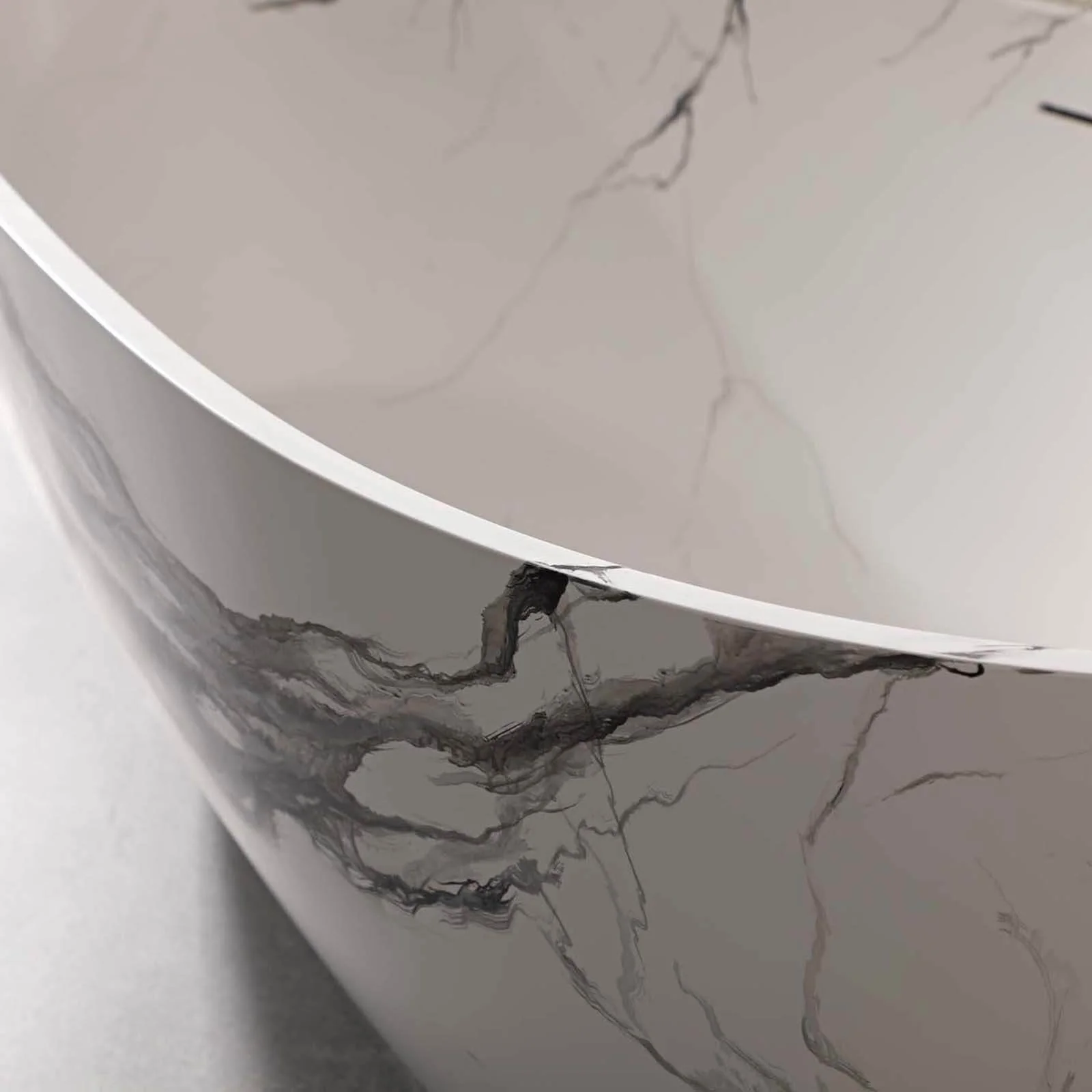 59" Oriental Style Freestanding Tub – Luxury Solid Surface Bathtub with Ink-Wash Finish - Image 5